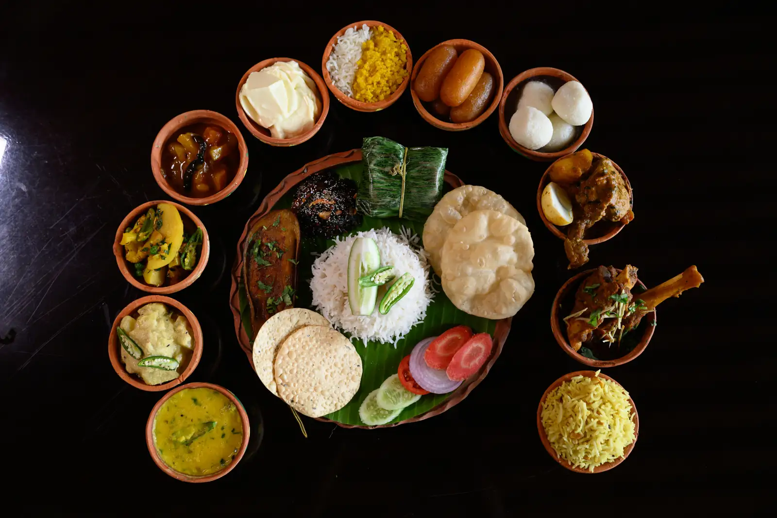 A Bengali Thali, Served the Traditional Way